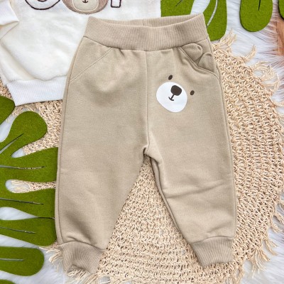 Conj. Casaco de Pelinho Let's Go e Calça de Moletom Ursinho - Off White